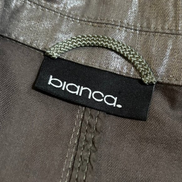 Bianca Womens Grey Silver Metallic Shimmer Button Down Jacket Size 42 / US 12 - Picture 4 of 4
